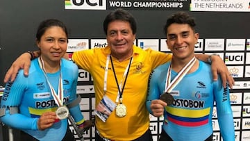 Carolna Munévar y Alejandro Perea, ciclistas paralímpicos colombianos.