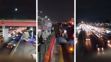 Decenas de automovilistas se quedan varados en la autopista México- Puebla por bloqueo de manifestantes, hoy 21 de agosto del 2025.