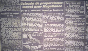 Unión Española derrotó por 14-1 a Morning Star y Magallanes venció por la misma cuenta a Santiago National, ambos en 1934.