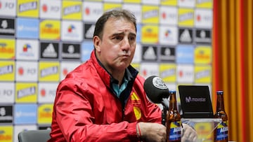 Néstor Lorenzo, entrenador de la Selección Colombia, en rueda de prensa.