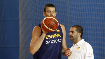 Marc Gasol, durante un entrenamiento de la Selección.