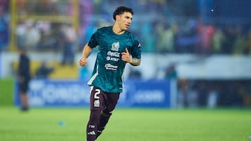 Jorge Sanchez of Mexico during the Quarterfinals first leg match between Honduras and Mexican National Team (Mexico) as part of the Concacaf Nations League 2024-2025 at Francisco Morazan Stadium on November 15, 2024 in San Pedro Sula, Honduras.
