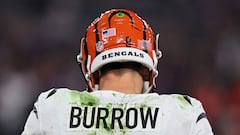 BALTIMORE, MARYLAND - NOVEMBER 16: Joe Burrow #9 of the Cincinnati Bengals looks on against the Baltimore Ravens during the second quarter of the game at M&T Bank Stadium on November 16, 2023 in Baltimore, Maryland.