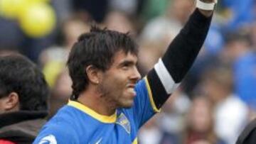 Carlos Tévez, con la camiseta de Boca