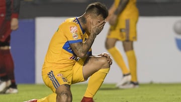 Eduardo Vargas, delantero de Tigres, en la derrota ante el Toronto FC por los cuartos de final de la Concachampions.