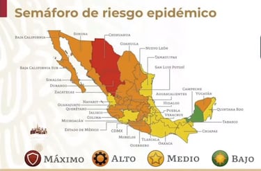 Mapa del semáforo epidemiológico en México del 9 al 15 de noviembre