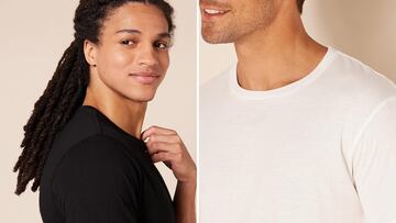 Camisetas interiores de algodón blancas y negras para hombre de Amazon Essentials
