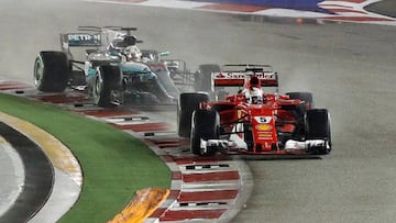 Vettel y Hamilton en Singapur. 