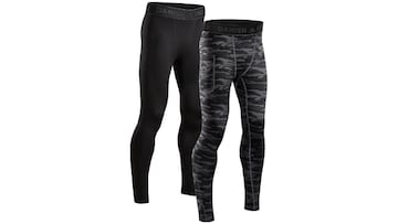 Mallas de compresión de Danish Endurance negras y gris camuflaje para hombre