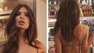 Emily Ratajkowski presenta su nueva colección en lencería dentro de un estanco