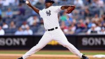 El pitcher de los New York Yankees, Luis Severino, durante su debut contra los Boston Red Sox.