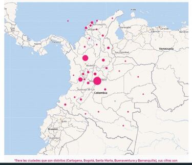 Mapa de casos y muertes por coronavirus por departamentos en Colombia: hoy, 13 de enero