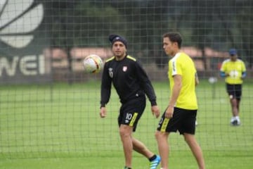 Seijas, el protagonista de la práctica, antes de su último partido en El Campín