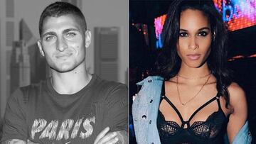 Imágenes del futbolista italiano Marco Verratti y de la modelo francesa Cindy Bruna.
