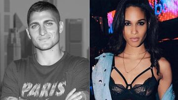 Im&aacute;genes del futbolista italiano Marco Verratti y de la modelo francesa Cindy Bruna.