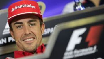 Fernando Alonso en la rueda de prensa de Montmeló.