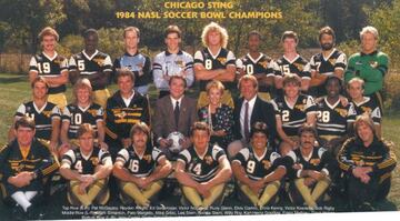 Chicago Sting campeón 1984, último torneo de la NASL. El chileno Manuel Rojas es el '9' en la ultima fila.