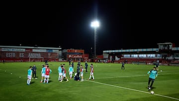 MIRANDA DE EBRO, SPAIN - MARCH 13:A general view prior to the Liga Smartbank match between CD Mirandes and RCD Espanyol at Estadio Municipal de Anduva on March 13, 2021 in Miranda de Ebro, Spain. Sporting stadiums around Spain remain under strict restrict