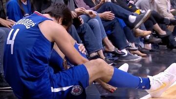 Milos Teodosic, tras lesionarse en el pie izquierdo.