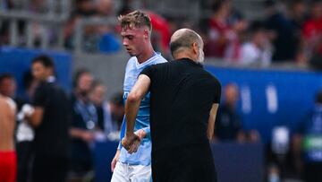 PIRAEUS, GREECE - AUGUST 16: Cole Palmer of Manchester City reacts during the UEFA Super Cup 2023 match between Manchester City FC and Sevilla FC at Georgios Karaiskakis Stadium on August 16, 2023 in Piraeus, Greece. (Photo by Nikola Krstic/MB Media/Getty Images)