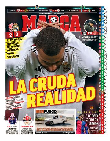 "Mbappé se hunde": las portadas de la prensa tras la derrota del Madrid 