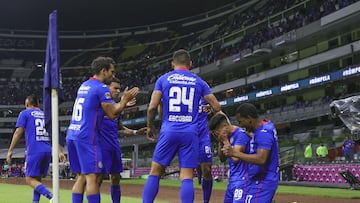 Bryan Angulo celebrates his goal 1-0 of Cruz Azul during the game Cruz Azul vs Toluca, corresponding to second leg match Quarterfinal of the Torneo Clausura Guard1anes 2021 of the Liga BBVA MX, at Azteca Stadium, on May 15, 2021.
<br><br>
Bryan Angulo celebra su gol 1-0 de Cruz Azul durante el partido Cruz Azul vs Toluca, correspondiente al partido de vuelta de Cuartos de final del Torneo Clausura Guard1anes 2021 de la Liga BBVA MX, en el Estadio Azteca, el 15 de mayo de 2021.
