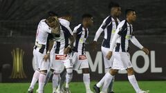 LIMA, PERU - SEPTEMBER 30: Joazinho Arro&eacute; of Alianza Lima celebrates with teammates after scoring the opening goal during a Copa CONMEBOL Libertadores 2020 group F match between Alianza Lima and Estudiantes de M&eacute;rida at Estadio Alejandro Vil