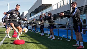 Hazard, durante un entrenamiento del Real Madrid.