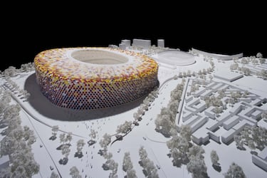 El proyecto buscaba dotar al estadio de una apariencia contemporánea y elegante al mismo tiempo que conservaba su estructura original y la asimetría de su tercera grada .