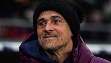 Paris Saint-Germain's Spanish coach Luis Enrique looks on ahead of the French Cup (Coupe de France) round of 16 football match between Le Mans FC and Paris Saint-Germain (PSG) at the Marie-Marvingt Stadium in Le Mans, western France, on February 4, 2025. (Photo by JEAN-FRANCOIS MONIER / AFP)