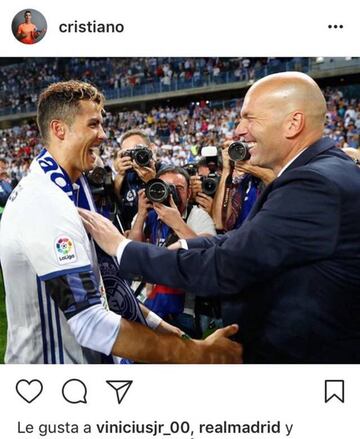 Foto de Instagram de Cristiano y Zidane celebrando LaLiga.