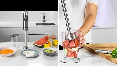 Esta batidora de mano superventas tiene una cuchilla de titanio y un pie extralargo