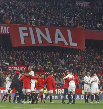 El Sevilla celebró el pase a al final.