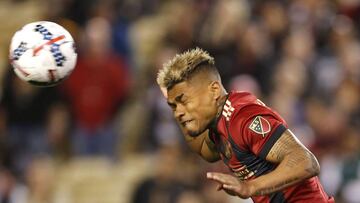 ATLANTA, GA - MARCH 05: Forward Josef Martinez #7 of Atlanta United heads the ball during the game against the New York Red Bulls at Bobby Dodd Stadium on March 5, 2017 in Atlanta, Georgia.   Mike Zarrilli/Getty Images/AFP
 == FOR NEWSPAPERS, INTERNET, TELCOS &amp; TELEVISION USE ONLY ==