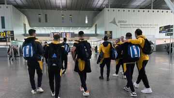 Los jugadores del Deportivo, antes de viajar hacia Tarazona.