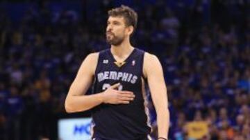 Marc Gasol durante un partido contra Oklahoma la pasada temporada. 