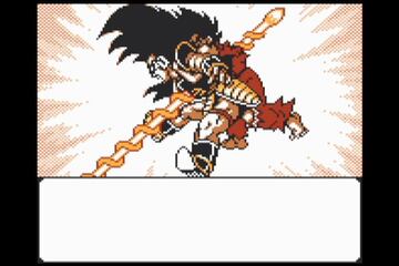 Raditz y Goku/Kakarot, siendo perforados por el Makankōsappō de Piccolo en el pr&oacute;logo del juego