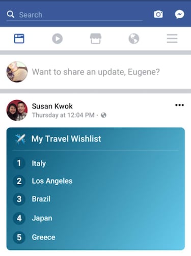 Cómo añadir listas a las opciones de publicación de Facebook