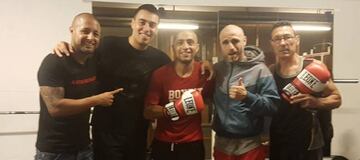 Eduardo Uquiaga, Javi Gallego, Franky Urquiaga, Isaac Benítez y Emiliano Gallego durante tras último entrenamiento de Franky en Finlandia.