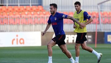 Saúl, durante un entrenamiento del Atlético.