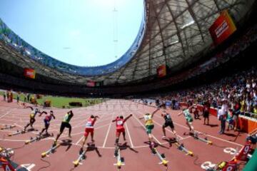 Prueba de los 110 metros vallas masculino.
