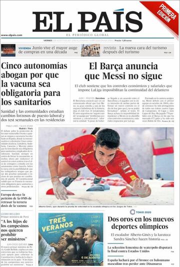 La salida de Messi, en las portadas de los periódicos de medio mundo