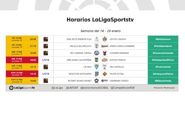 Un partido de Leb Oro y otro de fútbol sala, en programa del domingo en LaLigaSports Tv