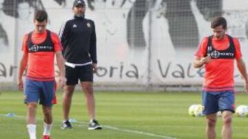Gayà y Piatti, durante el entreno.