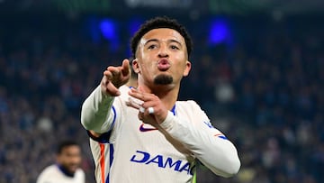 Jadon Sancho celebra el 0-1 al Djurgarden.