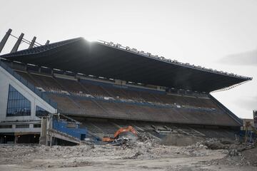 Aspecto de la demolición del Estadio Vicente Calderón a 6 de agosto de 2019.
