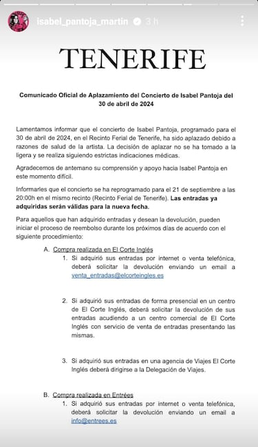 Isabel Pantoja, obligada a aplazar un concierto de forma urgente por un problema de salud