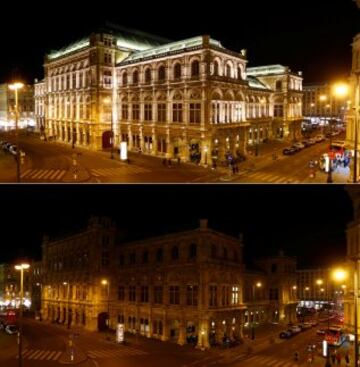 La ópera de Viena, antes y durante la Hora del Planeta