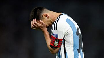 Soccer Football - World Cup - South American Qualifiers - Argentina v Uruguay - Estadio La Bombonera, Buenos Aires, Argentina - November 16, 2023 Argentina's Lionel Messi reacts REUTERS/Agustin Marcarian     TPX IMAGES OF THE DAY