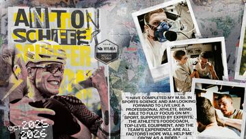 Cartel con el que el Visma | Lease a Bike ha anunciado el fichaje del ciclista aleman Anton Schiffer